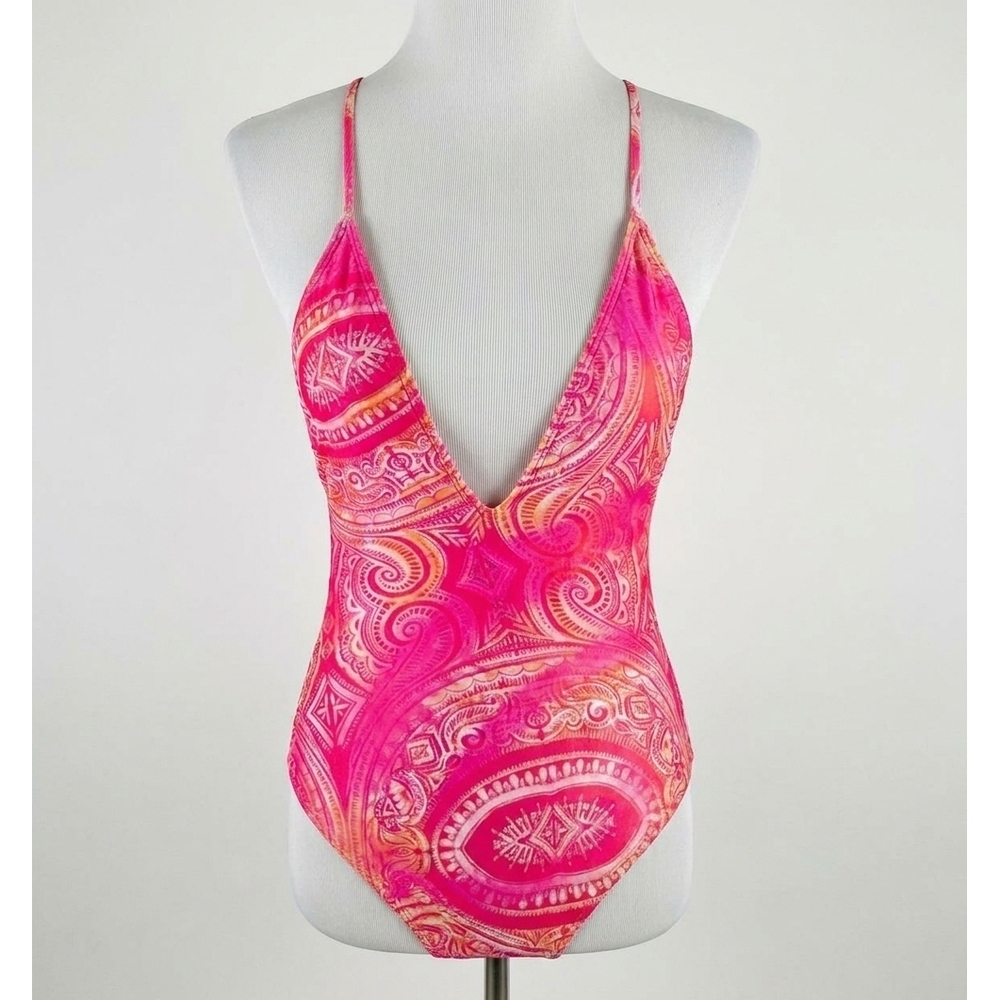 NEW RAMY BROOK one piece reversible plunge in pink